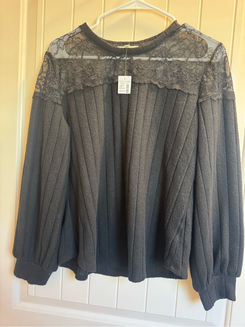 Maurices Black Lace Yoke Top NWT